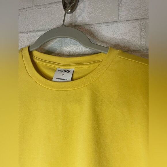 Gymshark Cropped Yellow Fraction Logo Workout Tee Size Small - Picture 2 of 5